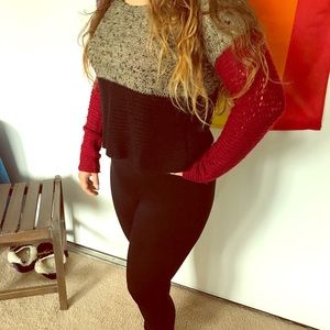 Cropped Color Block Sweater